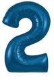 A 34″ Oaktree Number 2 Metallic Navy Blue Foil Balloon by Oaktree, isolated on a white background.