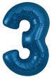 A 34″ metallic navy blue number 3 foil balloon by Oaktree, displayed against a white background.