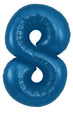 Un ballon métallisé bleu marine « Oaktree Number 8 » de 34 pouces est présenté sur un fond blanc uni.