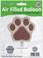 The Oaktree 8" Airfill Only Mini Shape Paw Print Brown balloon is self-sealing, refillable, and perfect for pet-themed parties. Features a brown paw print design. Sticks sold separately; cup and stick not included.