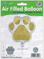 The Oaktree 8" Aifill Only Mini Shape Paw Print Balloon in white and gold is self-sealing, refillable, and perfect for pet-themed parties. Packaged; sticks sold separately.