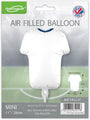 The 11" Oaktree Brand Sports Shirt White/Blue Metallic foil balloon is packaged for airfill only, features a football shirt design, and displays UK branding in the top corners.