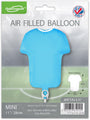 El globo Oaktree Sports Shirt Light Blue Metallic Foil de 11" sólo se puede llenar con aire, es autosellable, rellenable y viene empaquetado. Con forma de camiseta y fondo de campo de fútbol, perfecto para celebraciones de temática deportiva.
