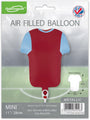 El Globo Oaktree 11" Sports Shirt Azul/Claret Metalizado es perfecto para fiestas de temática deportiva. Este globo de aluminio rellenable, autosellable y lleno de aire viene empaquetado y con forma de camiseta de fútbol.