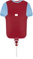 A blue and claret metallic sports shirt-shaped 11" airfill-only foil balloon by Oaktree, featuring a small white rectangle on the chest and packaged with the brand label.
