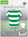 Parfait pour les fêtes sportives, le ballon de 11" Oaktree Sports Shirt Green/White Hoop Metallic Foil Balloon se remplit uniquement d'air, se ferme automatiquement, est rechargeable et est emballé pour plus de commodité.
