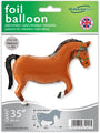 Décorez votre fête avec un ballon en feuille de 35 pouces en forme de cheval brun Oaktree, avec une finition marron métallique et une bride verte. Ce ballon en forme de cheval peut être rempli d'hélium ou d'air, et affiche le logo Oaktree au sommet - idéal pour les célébrations sur le thème des chevaux.