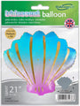 Le ballon en aluminium irisé « Oaktree 21″ Shape » arbore un motif de coquillage saisissant dans les tons bleu, rose et doré. Présenté dans un emballage comportant des inscriptions multilingues et un drapeau britannique, ce ballon peut être gonflé à l'hélium ou à l'air.