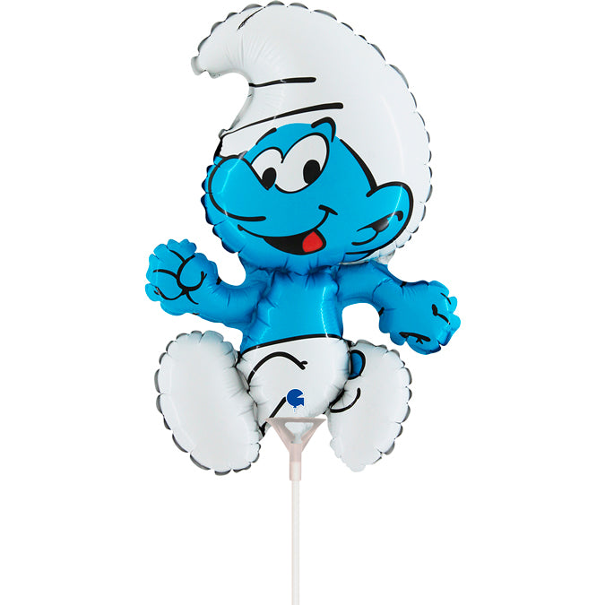 Uninflated 14" Airfill Only Smurfs Puffo mini Foil Balloon Made By Grabo Balloons in Italy