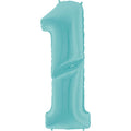 64" Foil Shaped Gigaloon Balloon Packaged Number 1 Pastel Blue