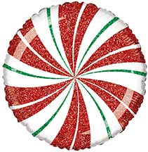 Manufactured by Convergram in Mexico measuring 9 Inches with message Candy Mint Red And Green. Balloon is shown uninflated.