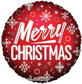Manufactured by Convergram in Mexico measuring 9 Inches with message Merry Christmas Red Matte. Balloon is shown uninflated.