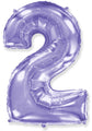 A balloon that inflates to 32".  Lilac Number "2" Foil Balloon Flexmetal
