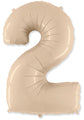 A balloon that inflates to 32".  Satin Cream Number "2" Foil Balloon Flexmetal