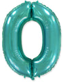 26" Inflated Foil Balloon Made By Flexmetal Medium Size Balloon Number Shaped like "0" Turquoise