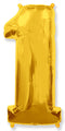 26" Inflated Foil Balloon Made By Flexmetal Medium Size Balloon Number Shaped like "1" Gold