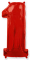 A balloon that inflates to 32".  Flexmetal Medium Size Balloon Number Shaped like "1" Red
