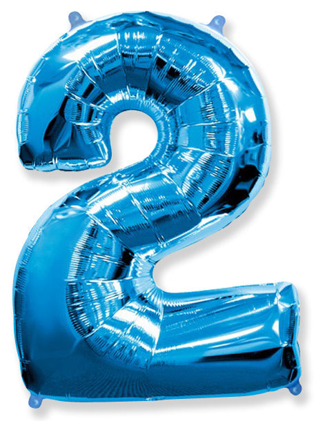 26" Inflated Foil Balloon Made By Flexmetal Medium Size Balloon Number Shaped like "2" Blue