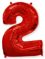 A balloon that inflates to 32".  Flexmetal Medium Size Balloon Number Shaped like "2" Red
