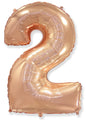 26" Inflated Foil Balloon Made By Flexmetal Medium Size Balloon Number Shaped like "2" Rose Gold