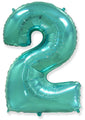 26" Inflated Foil Balloon Made By Flexmetal Medium Size Balloon Number Shaped like "2" Turquoise