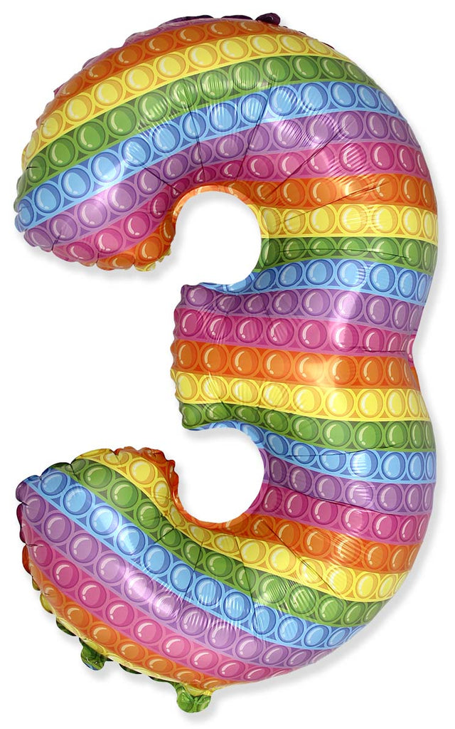 26" Inflated Foil Balloon Made By Flexmetal Medium Size Pop Number "3" Foil Balloon