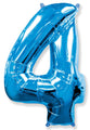 26" Inflated Foil Balloon Made By Flexmetal Medium Size Balloon Number Shaped like "4" Blue