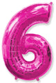 26" Inflated Foil Balloon Made By Flexmetal Medium Size Balloon Number Shaped like "6" Fuchsia