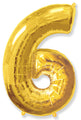 26" Inflated Foil Balloon Made By Flexmetal Medium Size Balloon Number Shaped like "6" Gold