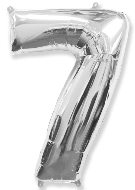 26" Inflated Foil Balloon Made By Flexmetal Medium Size Balloon Number Shaped like "7" Silver