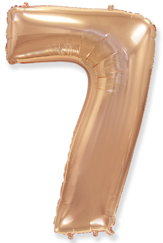 26" Inflated Foil Balloon Made By Flexmetal Medium Size Balloon Number Shaped like "7" Rose Gold