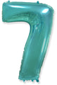 A balloon that inflates to 32".  Flexmetal Balloon Number Shaped like "7" Turquoise