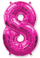 A balloon that inflates to 32".  Shape Number "8" Fuchsia Balloon Flexmetal