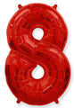 A balloon that inflates to 32".  Flexmetal Medium Size Balloon Number Shaped like "8" Red