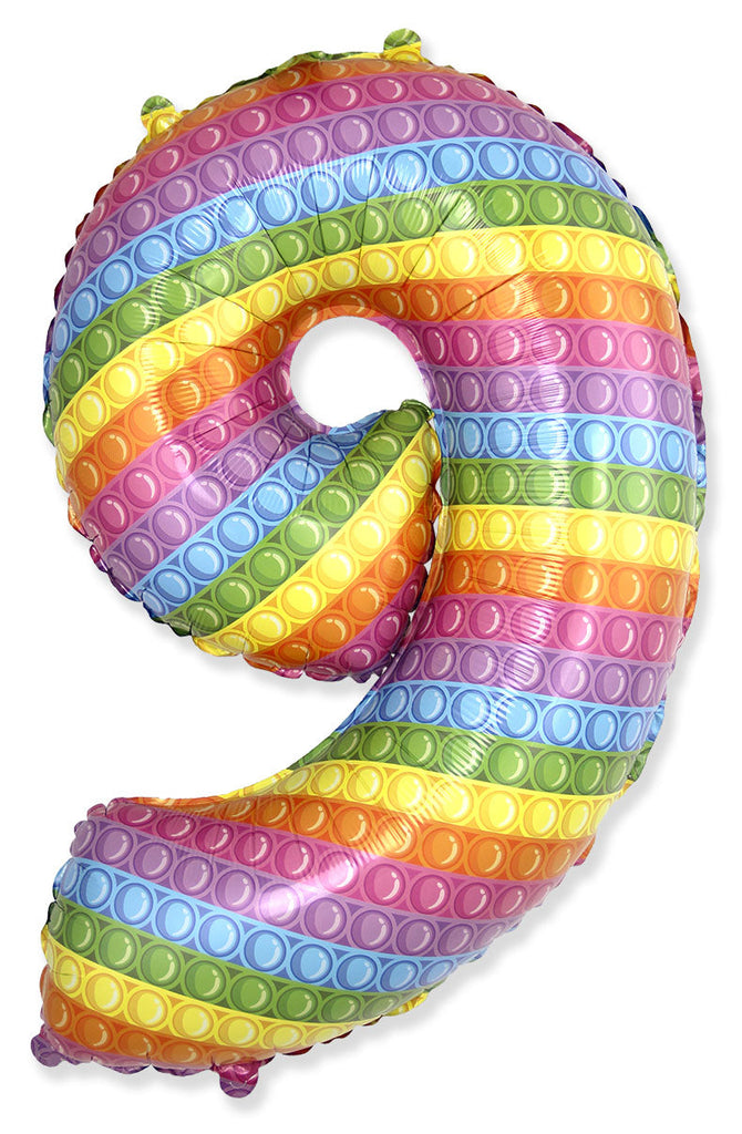 26" Inflated Foil Balloon Made By Flexmetal Medium Size Pop Number "9" Foil Balloon