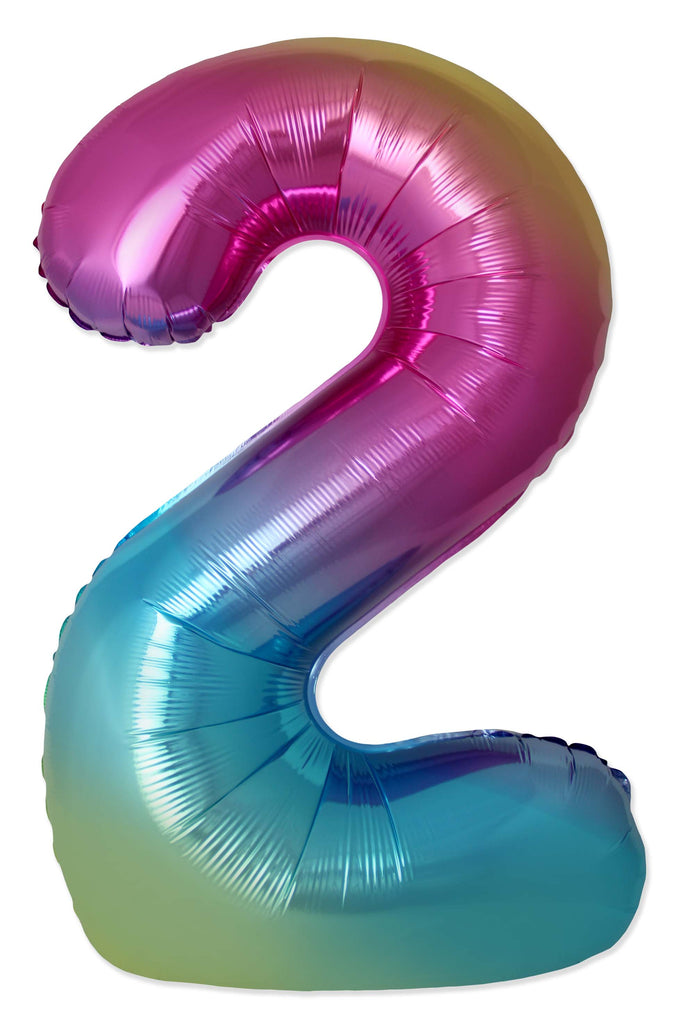 Inflated Balloons to 32". Number "2" Slimmer Design compared to other. Brands and Sizes. Color Gradient. Brand Flexmetal