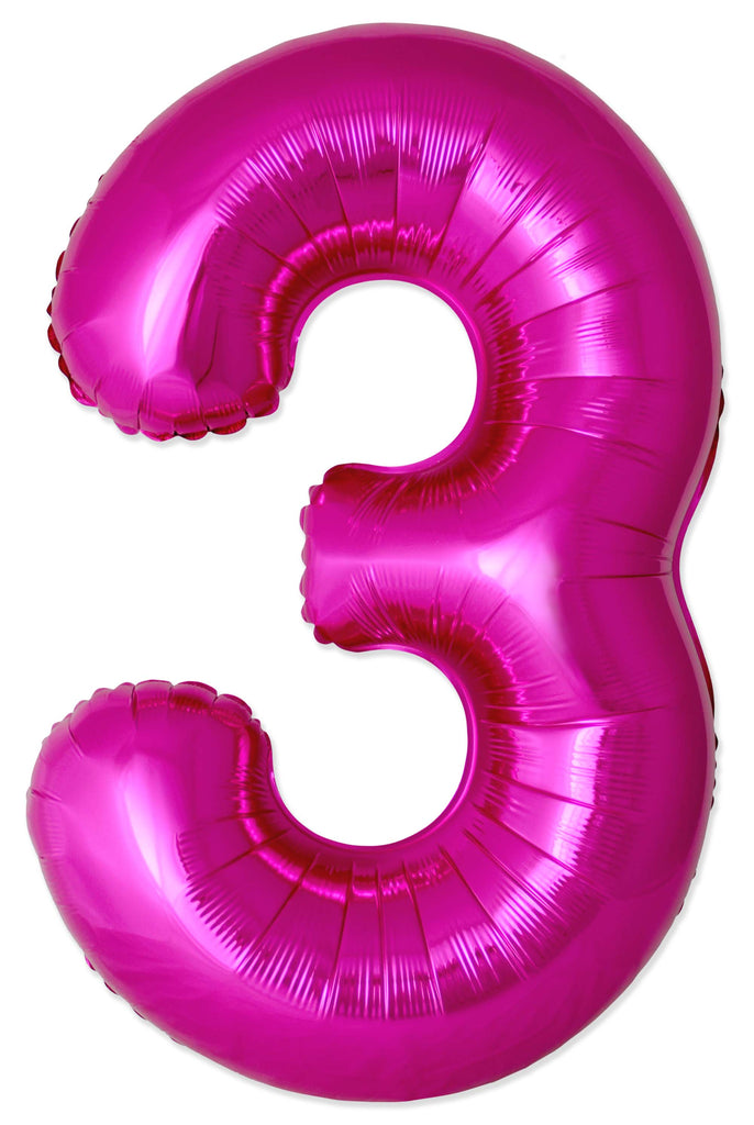 Inflated Balloons to 32". Number "3" Slimmer Design compared to other. Brands and Sizes. Color Fuchsia. Brand Flexmetal