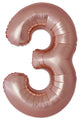 Inflated Balloons to 32". Number "3" Slimmer Design compared to other. Brands and Sizes. Color Rose Gold. Brand Flexmetal