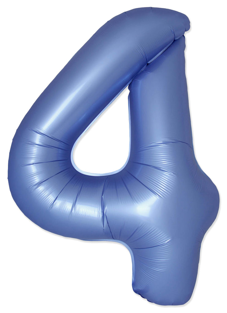 Inflated Balloons to 32". Number "4" Slimmer Design compared to other. Brands and Sizes. Color Satin Blue Reflex. Brand Flexmetal