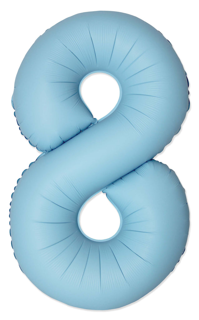 Inflated Balloons to 32". Number "8" Slimmer Design compared to other. Brands and Sizes. Color Matte Blue. Brand Flexmetal