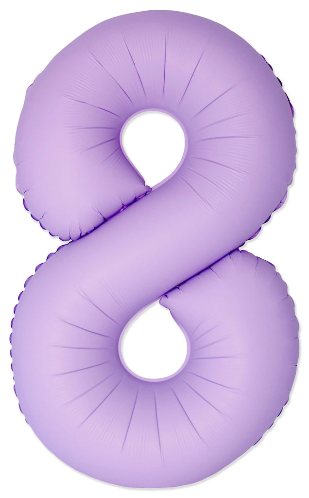 Inflated Balloons to 32". Number "8" Slimmer Design compared to other. Brands and Sizes. Color Matte Lavender. Brand Flexmetal