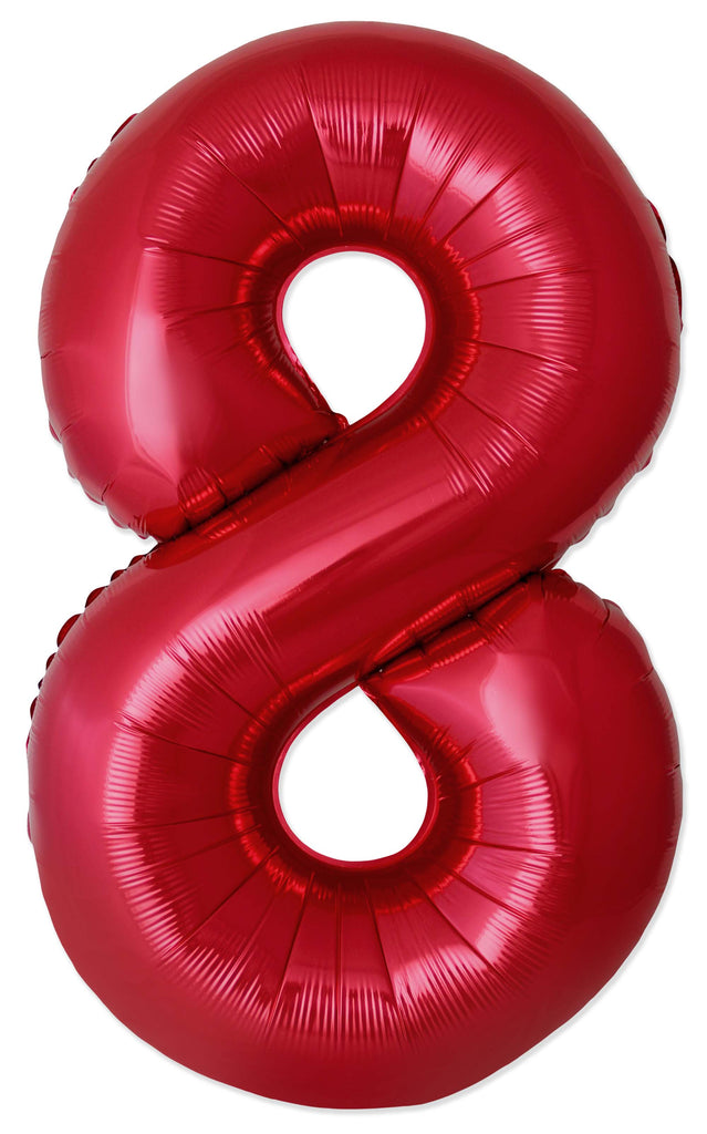 Inflated Balloons to 32". Number "8" Slimmer Design compared to other. Brands and Sizes. Color Red. Brand Flexmetal