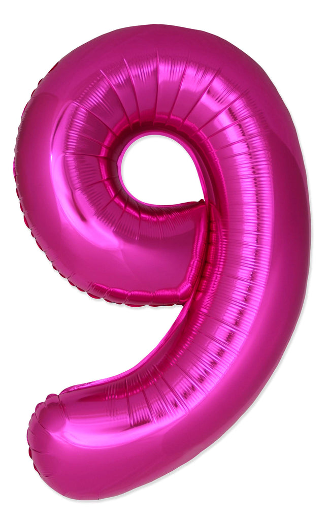 Inflated Balloons to 32". Number "9" Slimmer Design compared to other. Brands and Sizes. Color Fuchsia. Brand Flexmetal