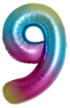 Inflated Balloons to 32". Number "9" Slimmer Design compared to other. Brands and Sizes. Color Gradient. Brand Flexmetal