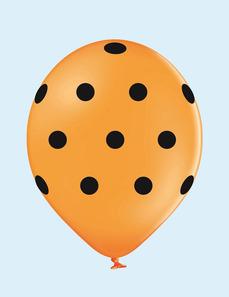 Not Inflated 11" Polka Dots Latex Balloons (25 Count) Orange BLACK DOTS Made By BB-Custom