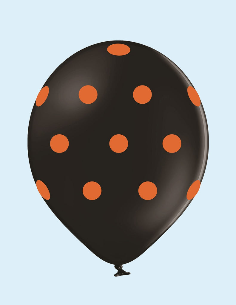 Uninflated 11" Polka Dots Latex Balloons (25 Count) Black Orange DOTS Brand Name BB-Custom