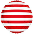 Mock of a 18 Inches Circle USA (United States) Patriotic Stripes Foil Balloon shown uninflated.