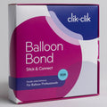 Qualatex Balloon Bond Two Sided Adhesive 90Ft viene en un envase rosa y blanco con detalles en morado. Perfecto para los profesionales de globos, esta cinta de doble cara es ideal para la decoración de globos.