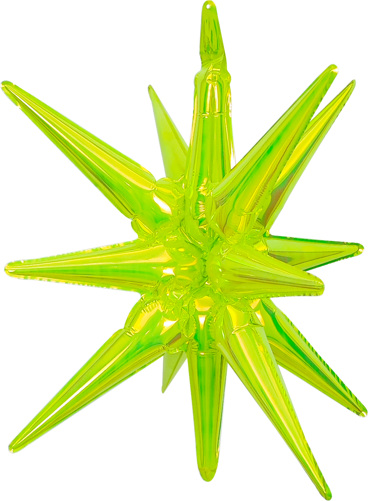 Uninflated 22 Inches Airfill Decor Only Green Lustrous Iridescent Pop Star Starburst Magic (1Piece) Balloon Foil Balloon Manufacturered By Colour Wheel