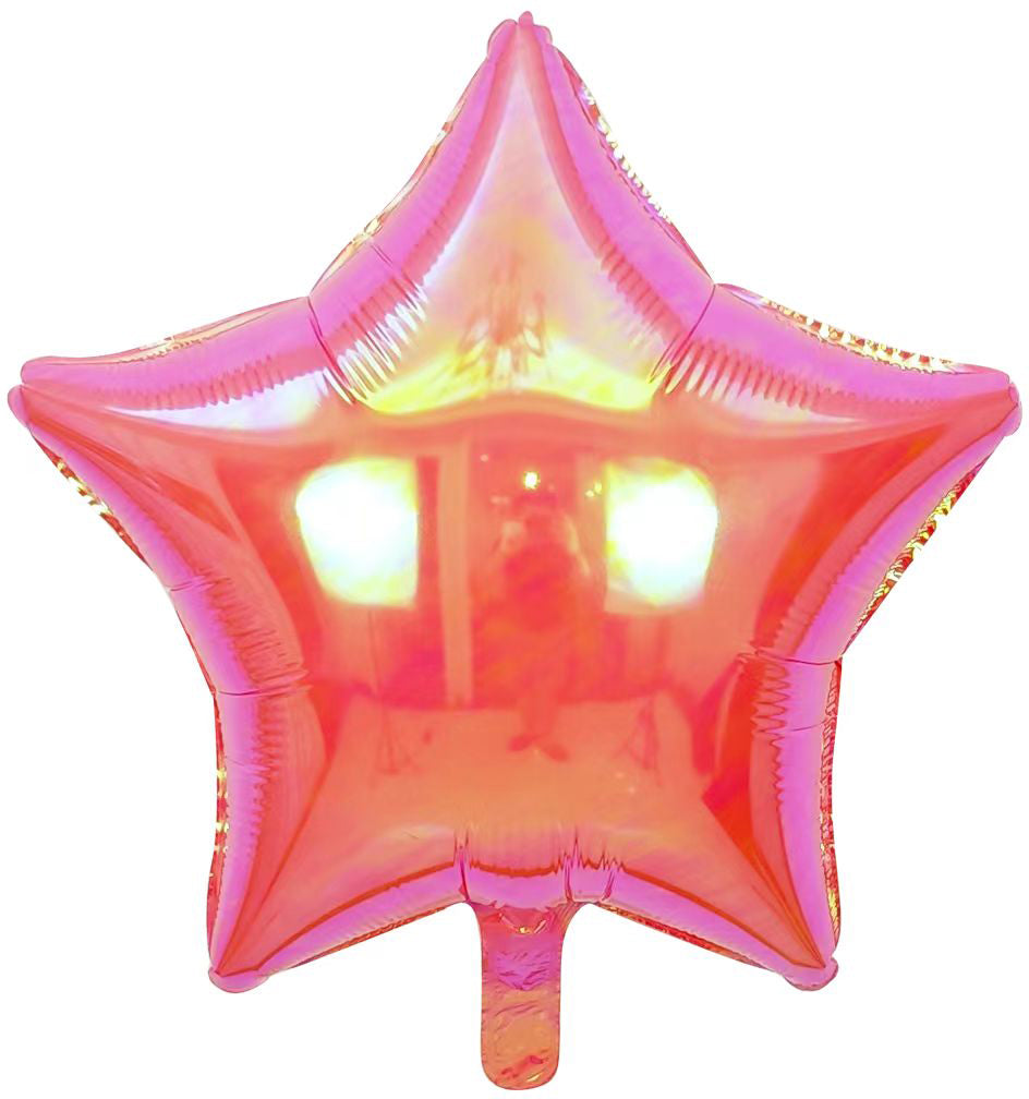 Uninflated 18 Inches Pink Lustrous Star Iridescent Foil Balloon Manufacturered By Colour Wheel